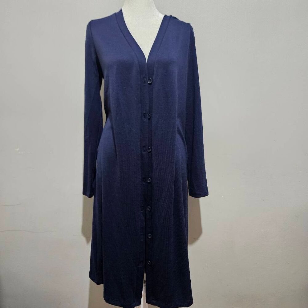 D&CO Women's Cardigan Size S Button down Long Sweater Shawl  Navy Blue